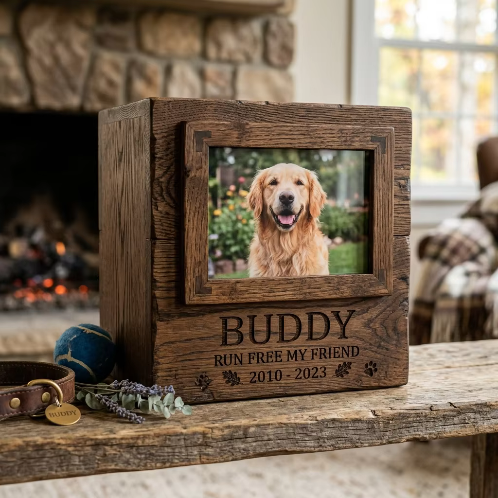 Heritage Oak — Dog Memorial Wooden Box